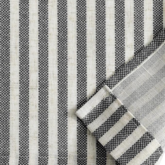jinchan Tie Up Linen Textured Striped Tie Curtain for Kitchen Bathroom Rod Pocket Pinstripe Valance Window Treatments Ticking Stripe Pull Cord 1 Panel 18 Inch Charcoal Grey on Linen