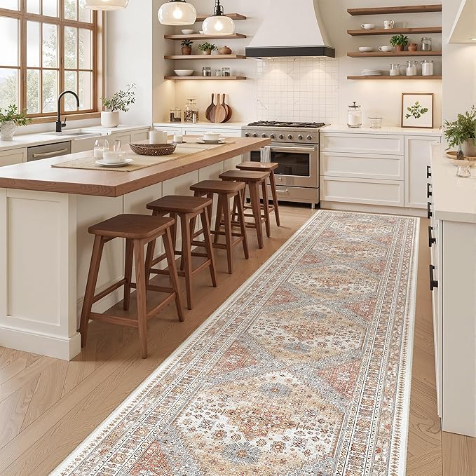 zesthome Washable Runner Rug 2.5x14 - Stain Resistant Entryway Rug,Ultra-Thin Kitchen Rugs, Anti Slip Backing Runner Rugs for Entrance Laundry Room Indoor Hallway (Orange,2.5'x14')