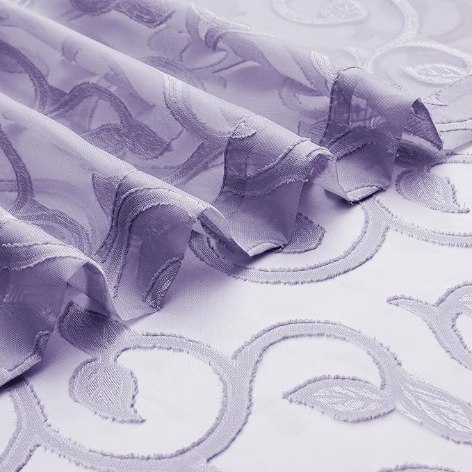 OWENIE Furman Sheer Curtains 45 Inch Length 2 Panels Set for Living Room Bedroom, Airy Jacquard Clip Short Curtains for Small Window, Modern Rod Pocket Bathroom Window Curtain Each 42Wx45L inch