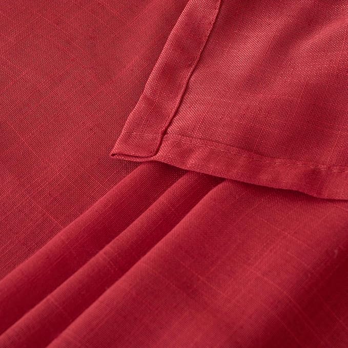BGment Red Linen Kitchen Curtains Window Over Sink, Short Semi Sheer Drapes with Rod Pocket Lightweight for Cafe Bathroom Windows, 2 Panels Set, Each 30 Inch Wide