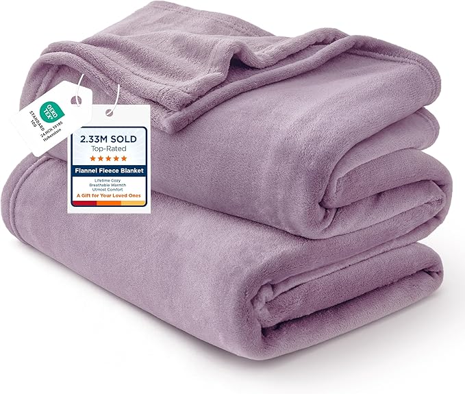 Bedsure GentleSoft Fleece Blankets Twin Size Fog Purple - 300GSM Lightweight Plush Fuzzy Cozy Soft Blanket for Bed, Sofa, Couch, Travel, Camping, 60x80 inches