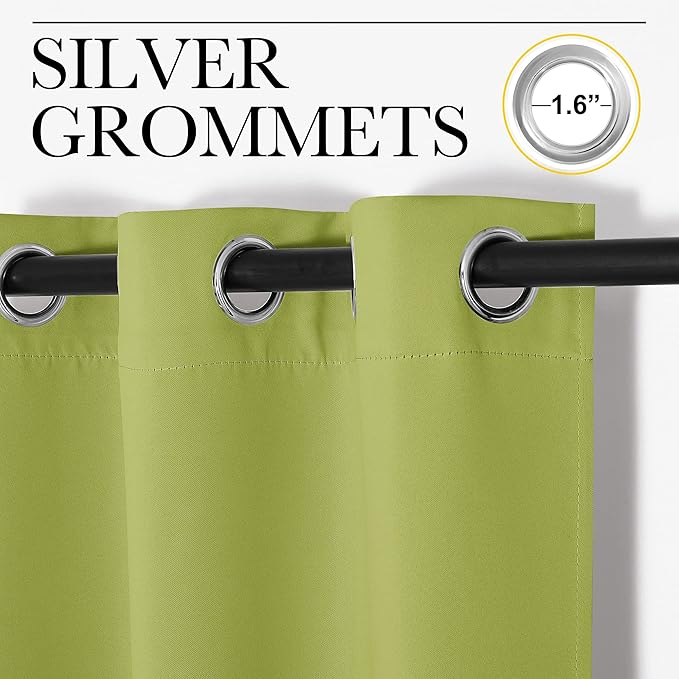 NICETOWN Fresh Green Blackout Curtains 96 inches Length for Living Room, 2 Panels, 55" Wide, Thermal Insulated Long Drapes for Large Window