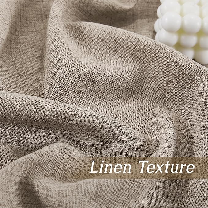 RYB HOME Linen Sheer Curtains and Drapes for Living Room 108 inches Length, Breathable Back Tab/Rod Pocket Semi Sheer Curtains, Oatmeal, W 52 x L 108 inches, 2 Panels Set