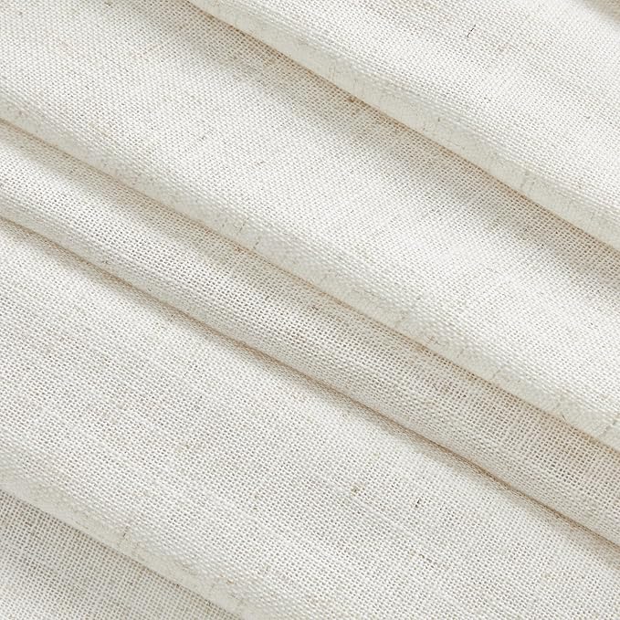 MYSKY HOME Boho Curtains 72 Inch Length, Linen Blend Drapes for Window Decoration French Door Curtain Panels Privacy Shade Burlap Farmhouse Rustic Style for Doorways, 50" x 72", Linen, 2 Panels