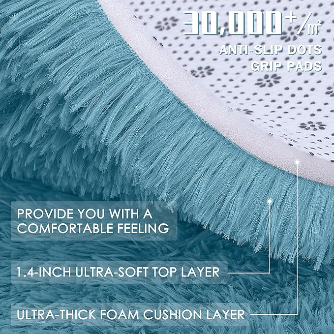OLANLY 5x8 Machine Washable Large Area Rugs for Living Room, Bedroom, Soft Fluffy Shaggy Bedside Rug, Indoor Floor Carpet for Kids Girls and Boys, Dorms, Nursery, Home Decor Aesthetic, Slate Blue