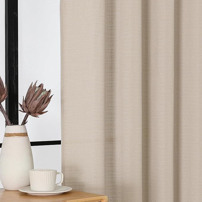 Chyhomenyc Linen Short Curtain Valance for Windows, Faux Linen Textured Half Window Curtains, Burlap Solid Topper Small Curtain Valance for Bathroom Laundry Basement, 60Wx18L Inch, 1 Piece