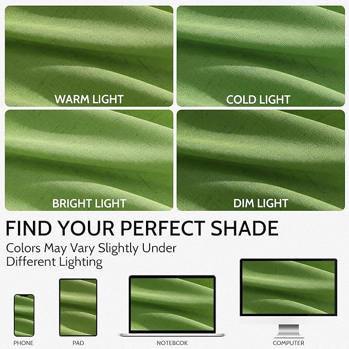 Extra Long Curtain Lime Green Morden Linen Blend Light Filtering Back Tab Curtains for Long Winodws 120 Inches Length, Semi Sheer Privacy Drapes for Living Room, 52x120 inch, 2 Panels