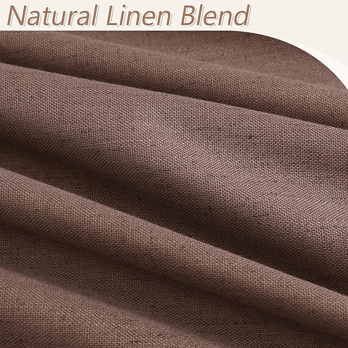Guken 100% Blackout Curtains 90 Inch Length 2 Panels Set for Living Room Bedroom Back Tab Thermal Insulated Black Out Linen Drapes Room Darkening Cappuccino,52x90