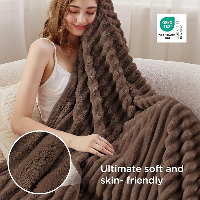 Bedsure GentleSoft Brown Fleece Blanket for Couch - Cozy Soft Blankets for Women, Cute Small Throws for Girls, 50x60 Inches