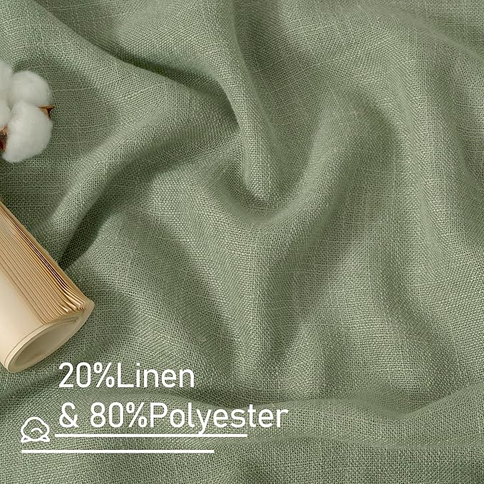 LAMIT Sage Green 72 inch Linen Curtains for Living Room 2 Panels, Linen Textured Light Filtering Semi Sheer Back Tab and Rod Pocket Window Curtain Panels for Bedroom/Farmhouse, 52 x 72 Inch