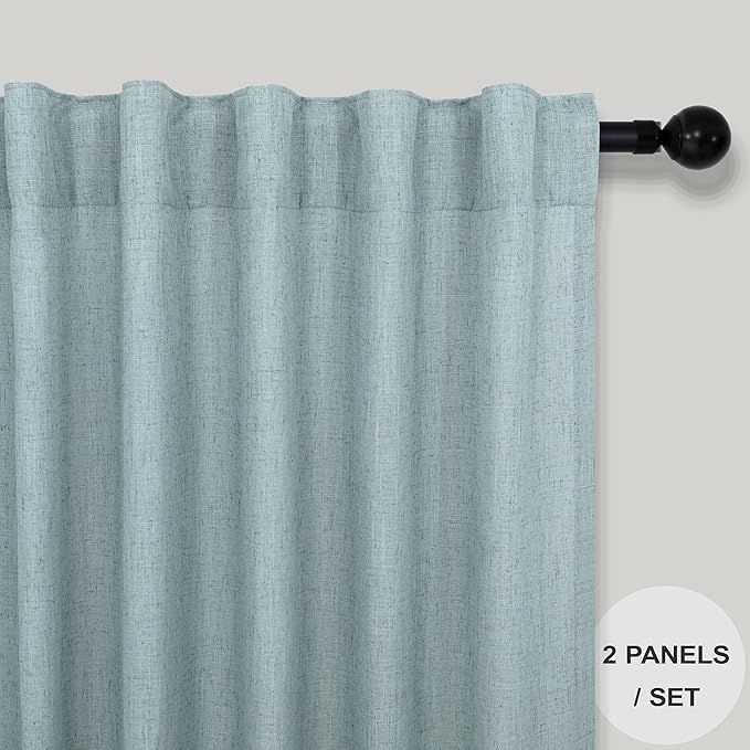 Grey Green Curtains 72 Inch Length for Living Room Pair Set 2 Panels Back Tab Pocket Drapes Light Filtering Semi Sheer Gray Teal Curtains for Door Summer Pool Spa Room Cottage Rustic Decor 52x72 Long