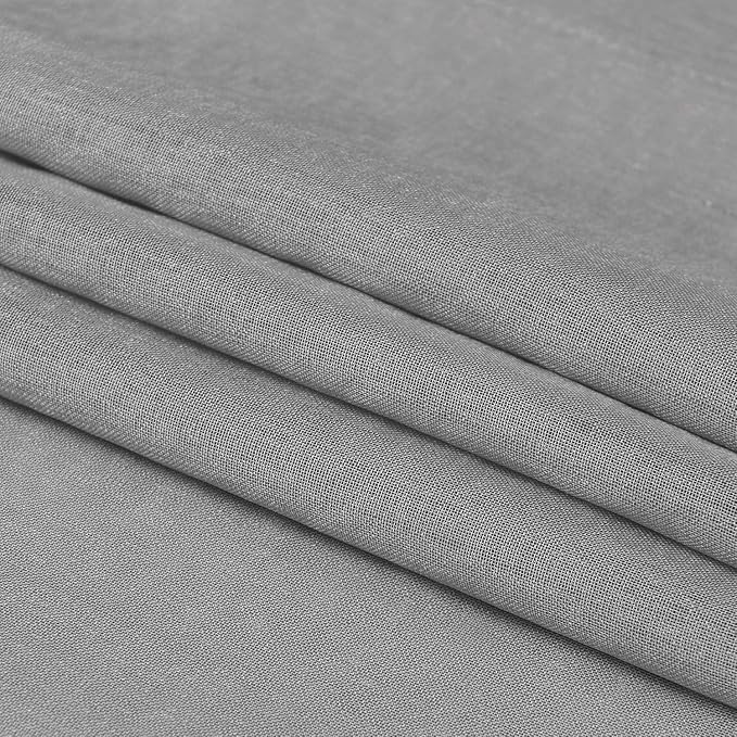 DWCN Grey Sheer Curtains Semi Transparent Voile Rod Pocket Curtains for Bedroom and Living Room, 52 x 54 inches Long, Set of 2 Panels