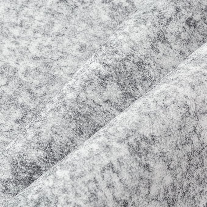 PureCozy 6x9 Area Rug Washable Vintage Living Room Carpet Large Indoor Non Slip Grey Bedroom Distressed Low Pile Retro Accent Throw Rug for Dining Room