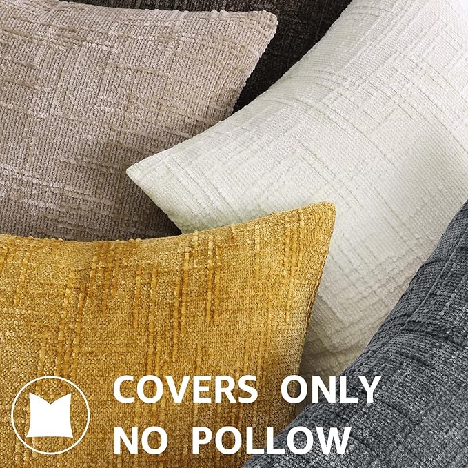 decorUhome Dark Grey Chenille Throw Pillow Covers 18x18 Set of 2 Textured Soft Cozy Slubby Couch Pillow Covers Modern Farmhouse Boho Decorative Pillow Cases for Bed Sofa Living Room