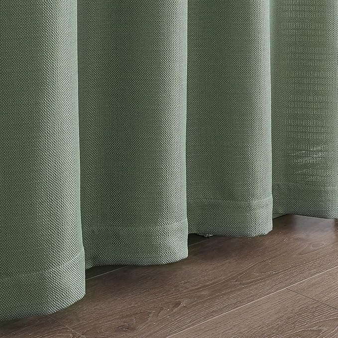 Chyhomenyc Sage Green Valance for Windows, Light Filtering Faux Linen Solid Short Curtain Valance, Burlap Decorative Small Curtain for Kitchen Bathroom Laundry Basement, 60Wx12L inch, 1 Piece