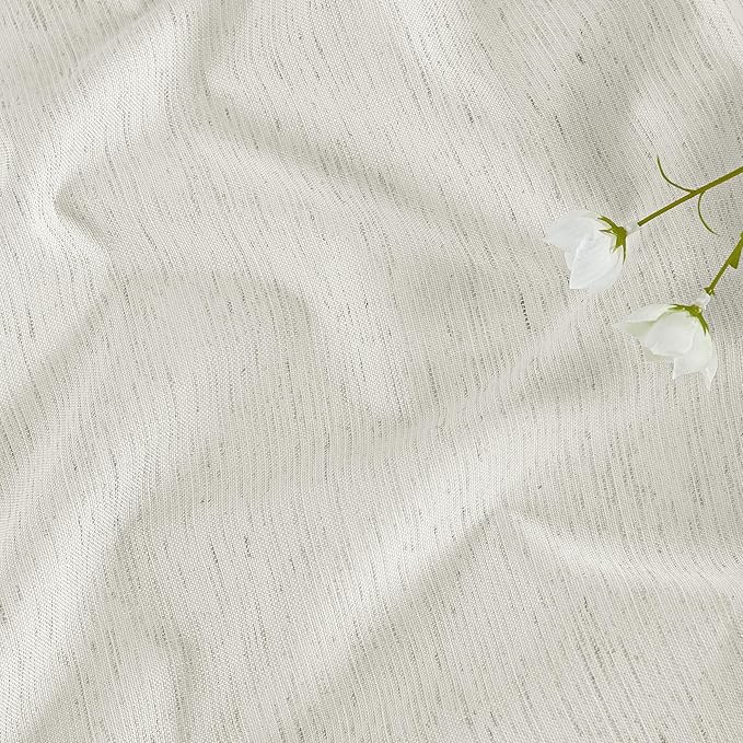 RYB HOME Ivory White 100% Blackout Curtains for Bedroom, Linen Drapes Back Tab&Rod Pocket, Thermal Insulated Privacy Assurd Curtains for Sliding Glass Doors/Dining/Living Room, W52 x L90, 2 Panels