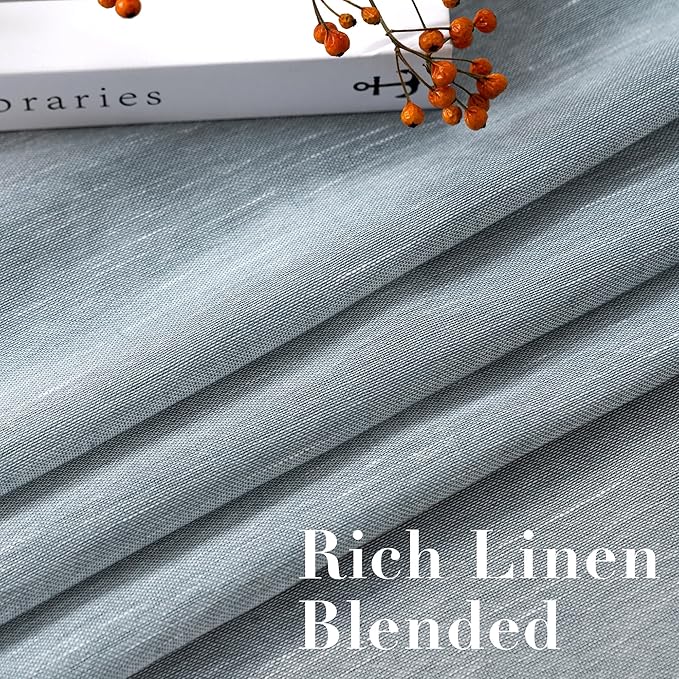 H.VERSAILTEX Linen Semi Sheer Curtains 96 inches Long Pair Set Linen Textured Sheer Curtains Nickel Grommet Window Treatment Panels for Villa/Hall/Parlor, Open Weave - 52" W x 96" L - Teal