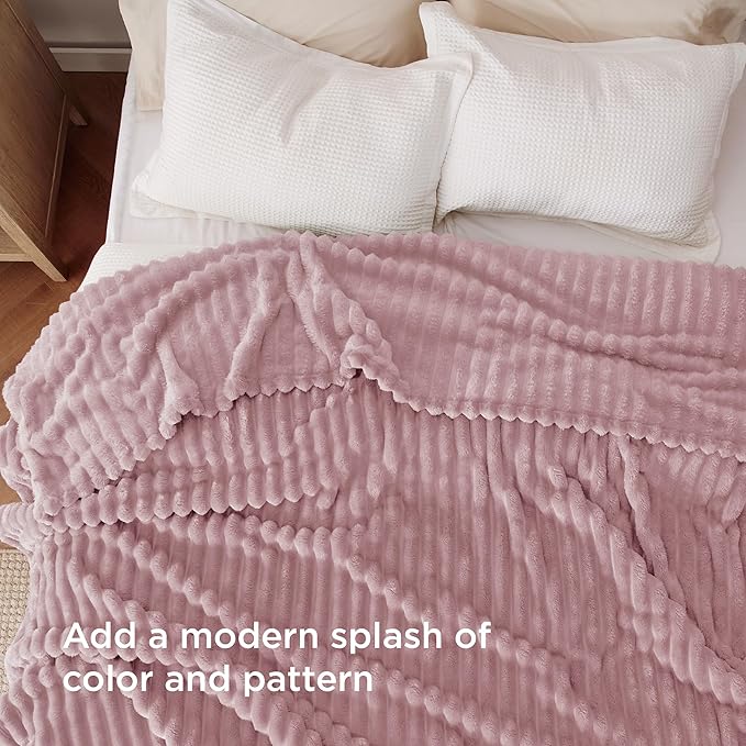 Bedsure GentleSoft Pink Fleece Blanket for Couch - Cozy Soft Blankets for Women, Cute Small Throws for Girls, 90x90 Inches