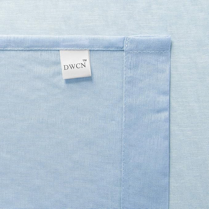 DWCN Sky Blue Sheer Curtains Semi Transparent Voile Rod Pocket Curtains for Bedroom and Living Room, 52 x 84 inches Long, Set of 2 Panels