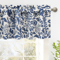 DriftAway Julia Watercolor Blooming Flower Floral Lined Thermal Insulated Window Curtain Valance Rod Pocket 52 Inch by 14 Inch Plus 1.75 Inch Header Linen Blend Navy 1 Pack