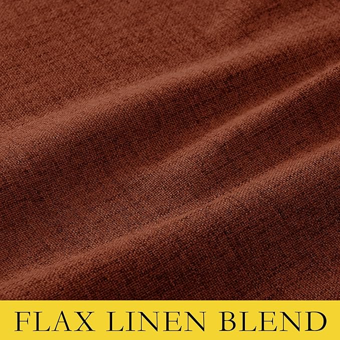 NICETOWN 100% Absolutely Blackout Linen Curtains with Thermal Insulated Liner, 42" Wide, 2 Panels, 45" Long Drapes, Grommet Retro Burnt Orange Linen Curtains Vertical Drapes Privacy for Kitchen