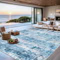 6x9 Area Rugs for Living Room - Washable Rug Modern Abstract Soft Large Neutral Non-Slip Carpet Indoor Floor Thin Carpets for Bedroom Dining Room Farmhouse Nursery Home Office Blue Grey