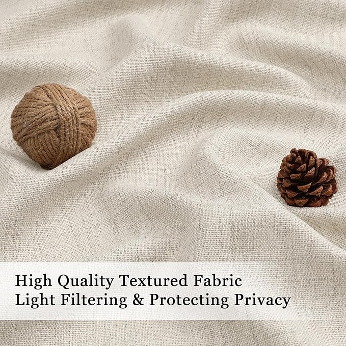 OWENIE Natural Valances for Windows 1 Pcs, Light Filtering Textured Farmhouse Short Small Valance Curtains for Bathroom Basement Living Room Bedroom, Rod Pocket Half Curtains Over Sink, 52" Wx16 L