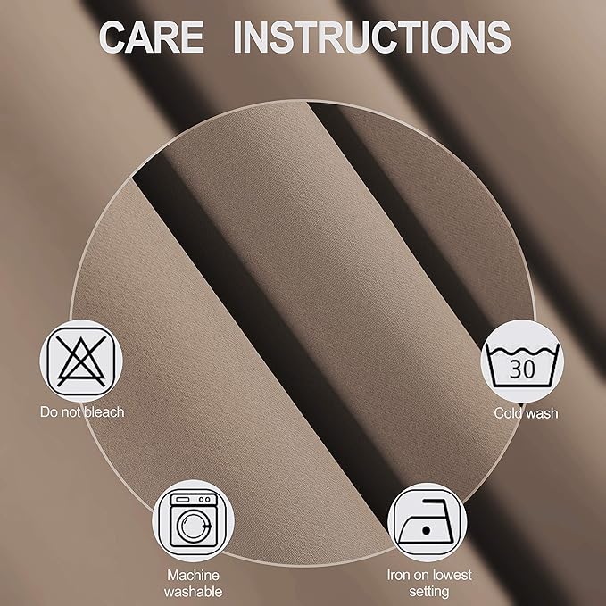 LEMOMO Cappuccino Blackout Curtains 66 x 63 Inch Length/Set of 2 Curtain Panels/Thermal Insulated Room Darkening Blackout Curtains for Bedroom