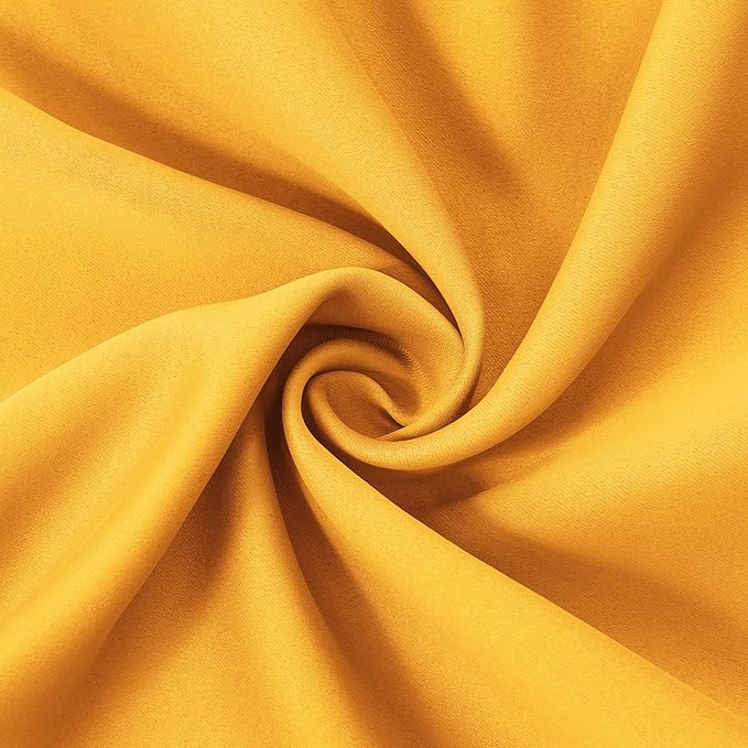LEMOMO Yellow Thermal Blackout Curtains/38 x 84 Inch/Set of 2 Panels Room Darkening Curtains for Bedroom