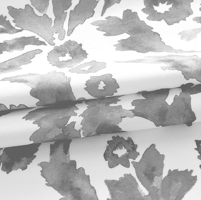 DriftAway Julia Watercolor Blooming Flower Floral Lined Thermal Insulated Window Curtain Valance Rod Pocket 52 Inch by 18 Inch Plus 2 Inch Header Gray 1 Pack