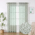 OWENIE Sage Green Semi Sheer Curtains 84 inches Long for Bedroom Living Room 2 Panels Set, Light Filtering Semi Sheer Curtains Elegant Clip Jacquard, Rod Pocket Window Treatments, 2 Pcs = 84" Width
