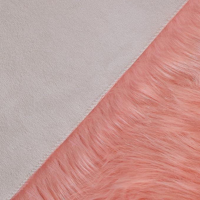 linmopm Faux Fur Rug Sheepskin Shag Fluffy Fuzzy Pink 3x4 ft Rugs for Bedroom Bedside Bed Floor Living Room Plush Rectangle High-Density Cushion Carpet Super Sofa Cover