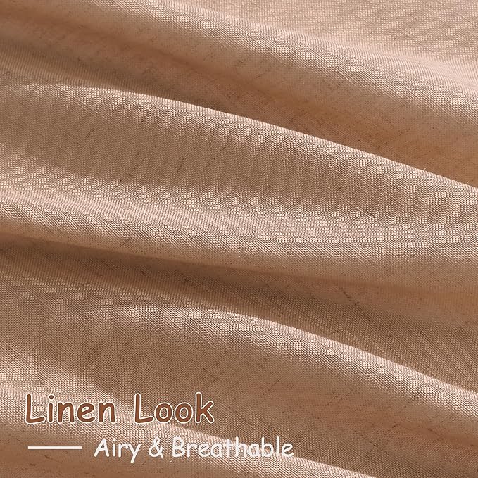 Extra Long Peach Linen Curtains 120 Inch for Girl Kids Bedroom 2 Panels Set Rod Pocket Back Tab Light Filtering Semi Sheer Soft Drapes Privacy High Ceiling Drapes Farmhouse Dinner Room 52x120