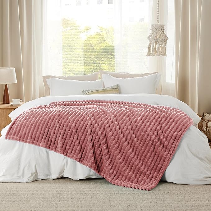 Bedsure GentleSoft Dusty Pink Fleece Blanket for Couch - Cozy Soft Blankets for Women, Cute Small Throws for Girls, 50x70 Inches