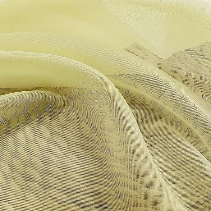 Gwine Small Valances for Windows - Light Filtering Short Window Curtain Valance, Soft Topper Treatment Sheer Curtain for Bathroom Laundry Basement, Each 42Wx14L inch, 2 Panels, Lemon