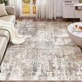 UERMEI 6x8 Area Rug Living Room Rugs - Washable Neutral Modern Abstract Soft Thin Rug Indoor Floor No Slip Rug Carpet for Bedroom Under Dining Table Home Office Decor - Brown/Grey/Red
