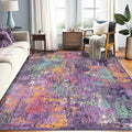Washable Area Rugs 6'x8' Non-Slip Modern Abstract Soft for Living Room Entryway Bedroom Nursery, Print Pattern, Purple Orange Blue Green Rust Red Colorful