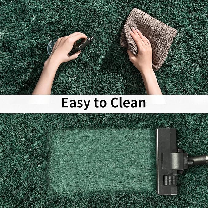 Soft Runner Rugs for Bedroom Hallways, 2x6 Green Fluffy Shag Throw Area Rug Non Slip for Bedside Dorm, Long Shaggy Furry Carpet for Nursery Living Room