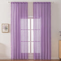 WAZZIO Boho Lace Curtains 84 Inches 2 Panel,Light Filtering Privacy Tassel & Geometry Crochet Semi Sheer Curtain Drapes for Bedroom Living Dining Room,Rod Pocket & Tassel,Lavender Purple