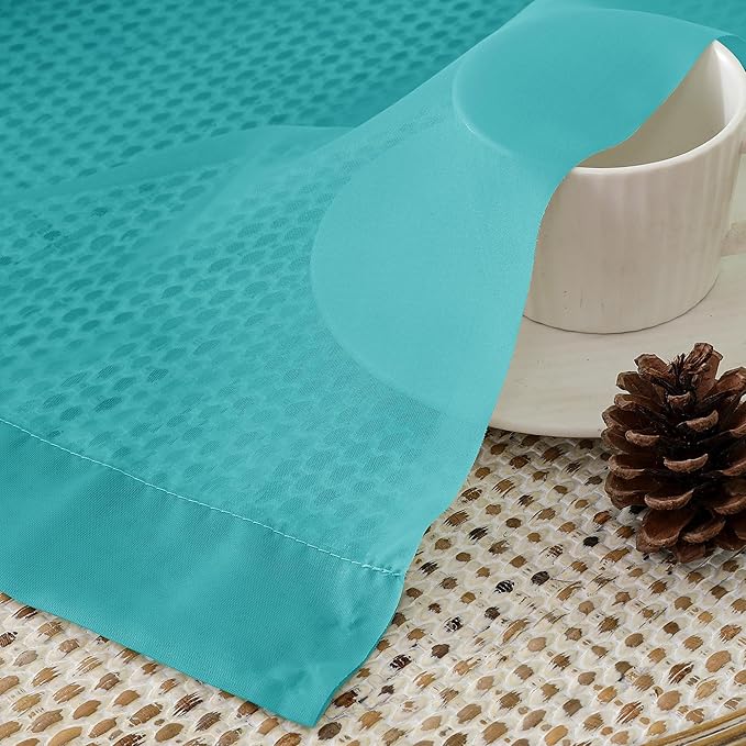 Aiyufeng Turquoise Sheer Curtains 45 Inch Length 2 Panels Set, Light Filtering Airy Rod Pocket Turquoise Window Curtain Treatment Drapes for Kitchen Bedroom Living, Each 42Wx45L Inches