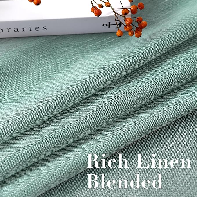 H.VERSAILTEX Linen Curtains Nickel Grommet Natural Linen Semi-Sheer Curtains 2 Panels Privacy Added Premium Soft Rich Material Drapes for Bedroom/Livingroom - 52x72 - Inch - Sea Mist