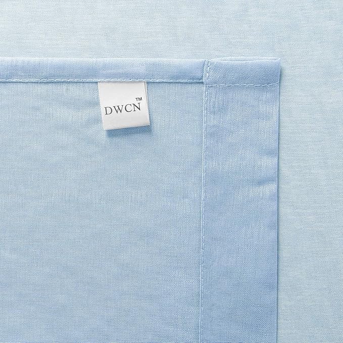 DWCN Sky Blue Sheer Curtains Semi Transparent Voile Rod Pocket Curtains for Bedroom and Living Room, 42 x 84 inches Long, Set of 2 Panels