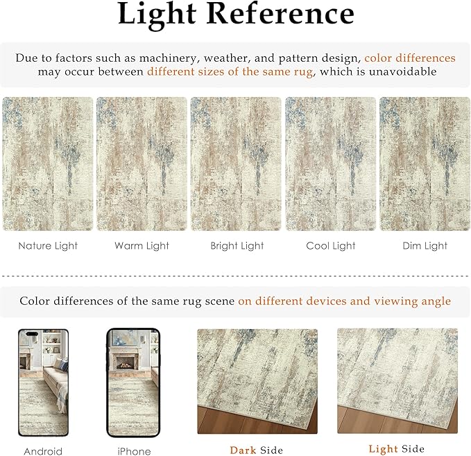 PureCozy 5x7 Area Rug Washable Beige Brown Abstract Living Room Carpet Non Slip Modern Neutral Soft Low Pile Contemporary Aesthetic Bedroom Indoor Rug for Office Laundry Dining Room Kitchen