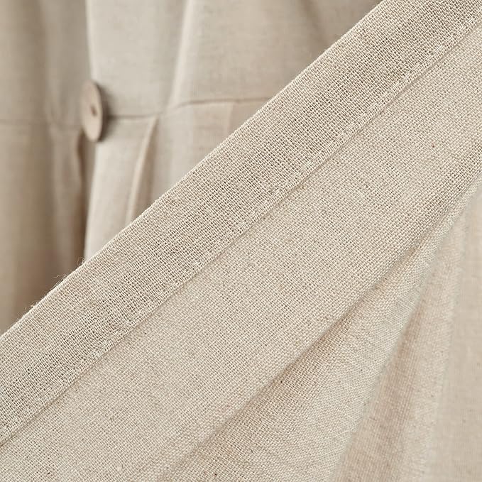 Lush Decor Linen Button Farmhouse Valance, 84" W x 18" L, Dark Linen - Kitchen Curtains Valances - Valances for Windows - Curtain Valance