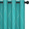 Deconovo Blackout Curtains for Living Room, Thermal Insulated Soundproof Drapes with Wave Dot Foil Print, 52 x 84 Inch, Set of 2, Machine Washable Window Curtain for Bedroom Nursery Kitchen, Turquoise