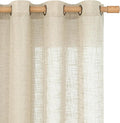 LAMIT Semi Sheer Linen Curtains for Living Room, 80 Inch Length Light Filtering Panels Bronze Grommet Faux Linen Textured Window Drapes for Bedroom/Porch, Linen, 52 x 80 Inch, 2 Panels