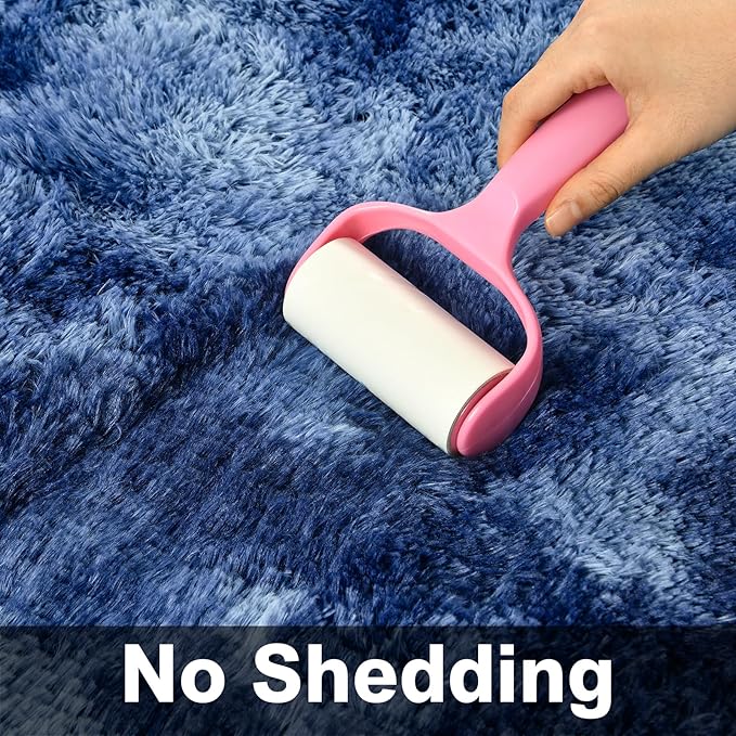 Deerhoo Large Shag Area Rugs 8 x 10, Plush Fuzzy Rugs for Living Room, Ultra Soft Fluffy Furry Rug for Bedroom, Indoor Carpet Nursery Rugs for Kids Room Home Decor, Tie-Dyed Navy Blue