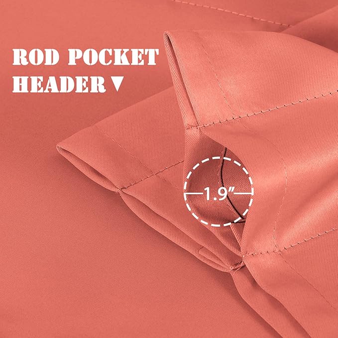 H.VERSAILTEX Blackout Valances for Windows,Kitchen Valance Curtains for Living Room/Bedroom/Bathroom Privacy Rod Pocket Short Window Valance Curtains, 4 Panels 52" W x 18,Coral