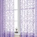 OWENIE Furman Sheer Curtains 72 inches Long for Bedroom Living Room 2 Panels Set, Clip Jacquard Light Purple Semi Sheer Curtains with Design, Light Filtering Rod Pocket Curtain, 40Wx72L inch