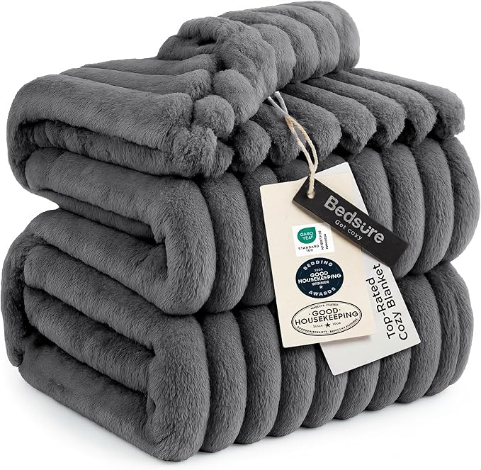 Bedsure GentleSoft Frost Gray California King Size Blanket for Couch - Cozy Soft Blankets for Women, Cute Small Fleece Throws for Girls, 102x96 Inches